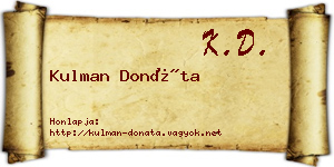 Kulman Donáta névjegykártya